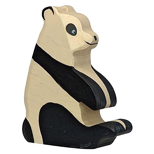 Holztiger F Figura de Oso Panda de Madera Pintada con Acrílicas a Base de Agua, color blanco y negro (GK-80191)