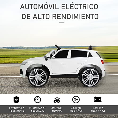 HOMCOM Coche Eléctrico para Niño +3 Años Audi Q5 con Mando a Distancia MP3 Luces y Sonidos Apertura de Puerta 116x75x56cm Carga 30kg