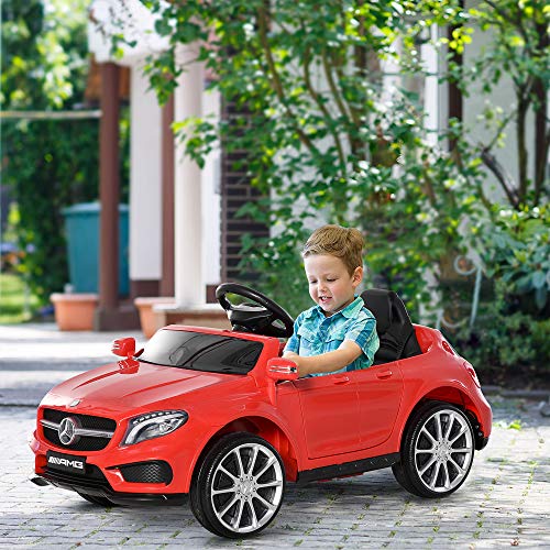 HOMCOM Coche Eléctrico para Niño 3+ Años Automóviles Infantiles Mercedes Benz GLA con Mando a Distancia MP3 USB Luces y Sonidos Apertura de Puerta Carga 30kg 100x58x46cm