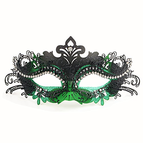 Hoshin Masquerade Mask, Mardi Gras Deecorations Venetian Masks for Womens (Green & Black)