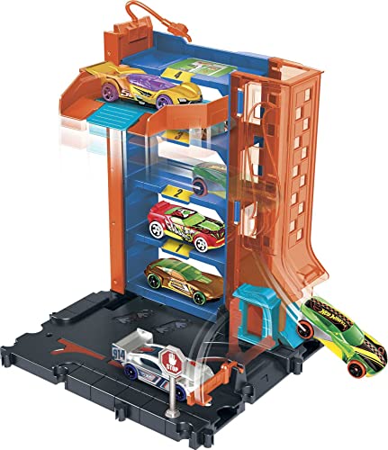 Hot Wheels City - Parking para coches, pistas para coches de juguete (Mattel HDR28)