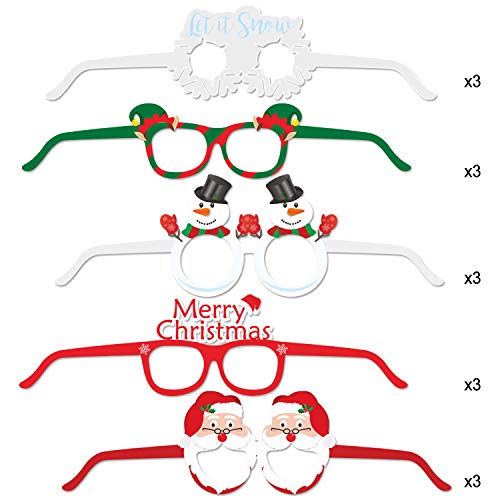 HOWAF 27 Piezas Marco de Gafas de Navidad Gafas photocall navideña Gafas Divertidas, Papá Noel árbol de Navidad Gafas de Disfraces Accesorio de Fiesta decoración Navidad para niños y Adultos