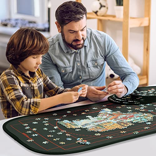 HXMARS Foldable Jigsaw Puzzle Board: Gran Alfombra de Rompecabezas portátil de 1000 Piezas, Ahorro de Almacenamiento de Rompecabezas a 500 y 1000 Piezas con Bolsa de Almacenamiento (Gris)