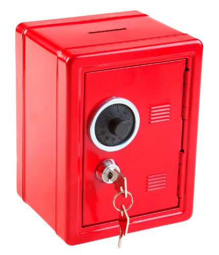 Idena 337159 - Caja fuerte de ahorro, colores surtidos, aprox. 12 x 10 x 16 cm, para niños, para guardar de forma segura dinero, objetos de valor y otros objetos importantes