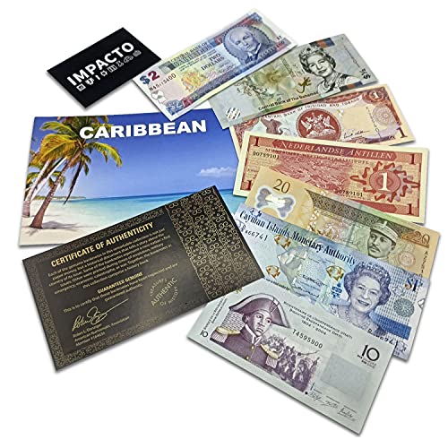 IMPACTO COLECCIONABLES Billetes del Mundo - Colección de 7 Billetes de 7 países del Caribe