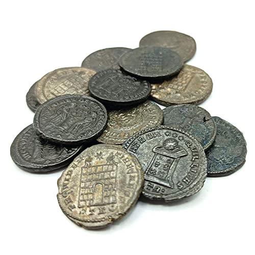 IMPACTO COLECCIONABLES Monedas Antiguas - Imperio Romano, 1 Moneda Original de Constantino I el Grande, el Primer Emperador Cristiano - Incluye Certificado de Autenticidad