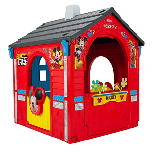 INJUSA - Casa de Juguete Mickey Mouse Licenciada Color Rojo con 2 Puertas de Acceso y 2 Ventanas Recomendado para Niños +3 Años