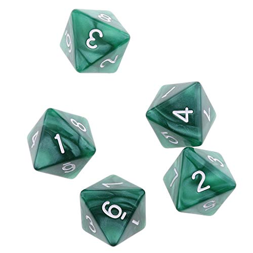 Inzopo 10 dados poliédricos D8 de 8 caras para juegos de mesa de calabozos y dragones, color verde, talla única