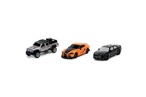 Jada Toys Fast & Furious 253201003 Juego de 3 Coches coleccionables C Nano, Jeep Gladiator, 2019 Dodge Charger SRT Hellcat Widebody, 2020 Toyota Supra, 4 cm, a Partir de 3 años