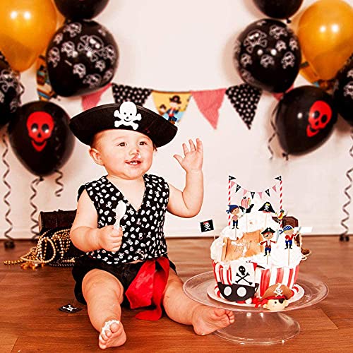 JAHEMU Cake Topper Pirata Decoración de Tartas de Cumpleaños Cupcake Topper Halloween Pastel Topper para Fiesta de los Niños, Baby Shower, Boda (45 Piezas)