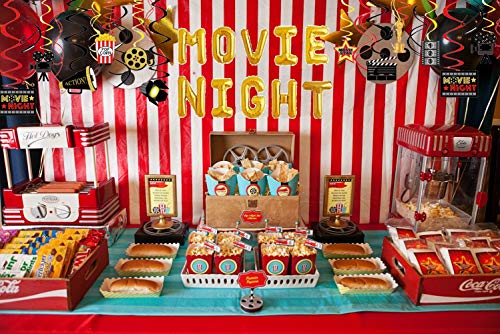 JeVenis 2 globos de noche de cine para fiestas de cumpleaños, ideas de película, noche, fiesta, decoración de fiestas de Hollywood, suministros de fiesta de noche