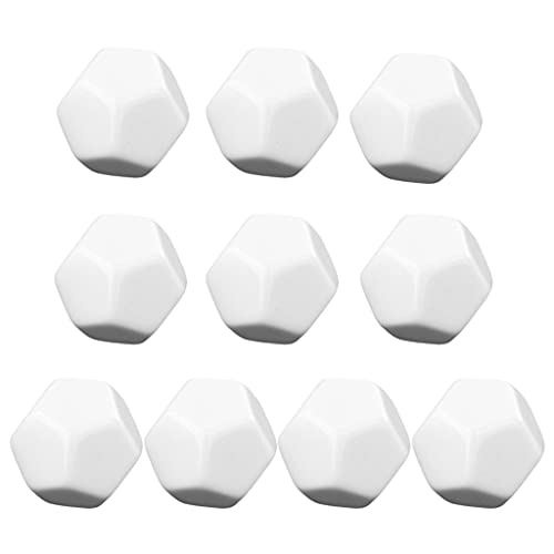 JIUYECAO Dados lisos de 12 caras, 10 dados D12 de 22 mm, color blanco en blanco, 12 caras, se pueden escribir por rotulador para juegos de mesa, accesorios