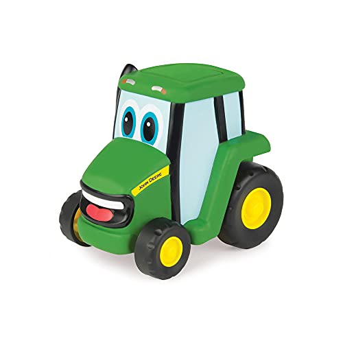 John Deere de Bizak, Tractor Johnny Retroficción, Tractor Juguete, Se Mueve al Presionar un Botón, Tractor Verde de Plástico Blando con un Diseño Único