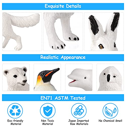 JOKFEICE Figuras de Animales Polares, 15 Piezas, Figuras de Animales realistas, pingüino, de plástico, Modelo de acción para Juguetes educativos tempranos para niños y Adultos