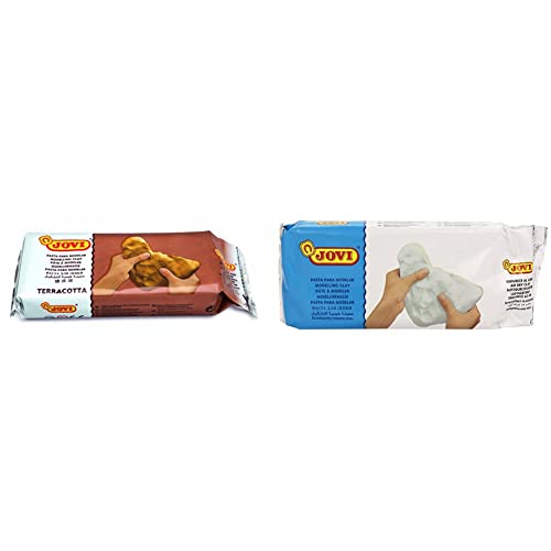 Jovi Pasta Para Modelar, Color Terracota, 1 Kilo (89) + Air Dry Pasta Para Modelar, Color Blanco, 1 Kilo (86)