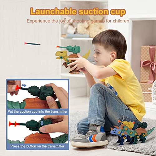 Joyhoop 16pcs Dinosaurios Juguetes para Niños DIY Kit con 2-in-1 Taladro Eléctrico, DIY Playmobil Dinosaurios, Construccion Juego Educativos Niños, Cumpleaños Niños Niñas 3 4 5 6 7 8 Años.