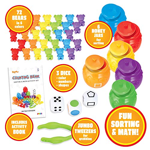 JOYIN 82 piezas de osos contadores: coloridos osos contadores con vasos de clasificación a juego para el aprendizaje del color para niños pequeños, juguetes educativos STEM