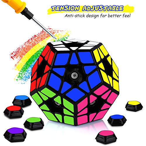 JQGO Megaminx Speed Magic Puzzle Cube, 3D Puzzle Magic Cube Toys Dodecaedro Rompecabezas Juguetes educativos para niños y Adultos, Negro