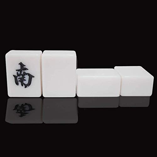 JRZTC Mahjong Set, Mahjong para Frotar Las Manos en casa, Mahjong de China, Mahjong de Material de melamina sólida, 4.0 * 3.1 * 2.1 CM (144 Hojas) Blanco