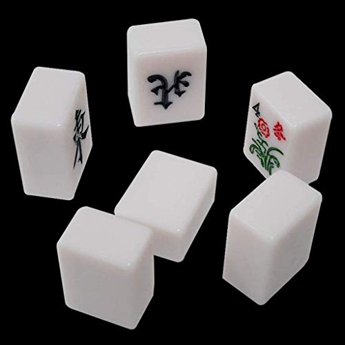 JRZTC Mahjong Set, Mahjong para Frotar Las Manos en casa, Mahjong de China, Mahjong de Material de melamina sólida, 4.0 * 3.1 * 2.1 CM (144 Hojas) Blanco