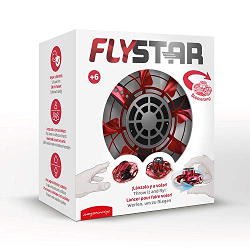 Juegaconmigo FLYSTAR es una Nueva peonza voladora con Luces led de Colores. Contrólala, lánzala, inventa Movimientos o práctica su Efecto Boomerang.