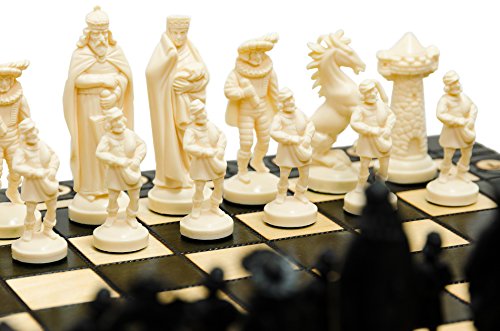 Juego de ajedrez Black & White Edition 40cm / 16 "Tablero de Madera / Piezas de plástico. Los Juegos de ajedrez están diseñados para evocar la Apariencia de un ejército Medieval y Vikingo. (Medieval)