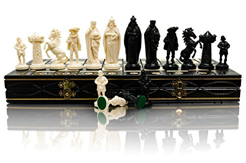 Juego de ajedrez Black & White Edition 40cm / 16 "Tablero de Madera / Piezas de plástico. Los Juegos de ajedrez están diseñados para evocar la Apariencia de un ejército Medieval y Vikingo. (Medieval)
