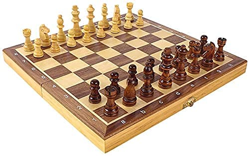 Juego de ajedrez de madera para adultos, OOCOME Tablero de ajedrez portátil Juego de tablero de ajedrez magnético plegable para niños principiantes viajes Juego de piezas de ajedrez