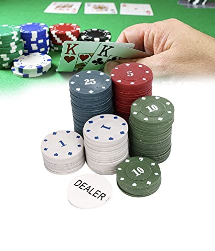 Juego de póquer profesional póquer fichas, para toda la familia, para juegos educativos y recreativos, juego de 100 fichas + 1 botón dealer + instrucciones de juego