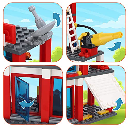 Juegos de construcción 2 en 1 con motor de bomberos City Fire Building Blocks para niños juguetes de construcción para niños y niñas de 6 a 12 años 178 piezas