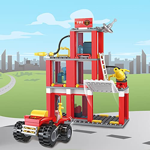Juegos de construcción 2 en 1 con motor de bomberos City Fire Building Blocks para niños juguetes de construcción para niños y niñas de 6 a 12 años 178 piezas
