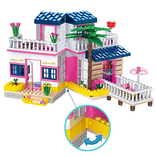 Juegos de Construcción de Casas en la Playa Bloques de Construcción de Villas de Vacaciones Playset Junto al Mar Jueguetes Creativos Regalo Juguetes de Construcción para niños de 6 años (360 Piezas)