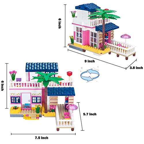 Juegos de Construcción de Casas en la Playa Bloques de Construcción de Villas de Vacaciones Playset Junto al Mar Jueguetes Creativos Regalo Juguetes de Construcción para niños de 6 años (360 Piezas)