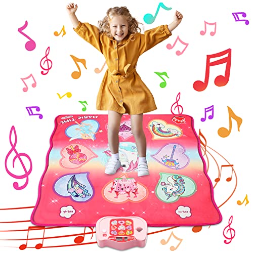 Juguete de Alfombra de baile de Unicornio,3 Modos de Desafío Toca PlayMat con Pantalla LED,Alfombra de baile Musical Regalos para 3 4 5 6+ Años Niñas Niños