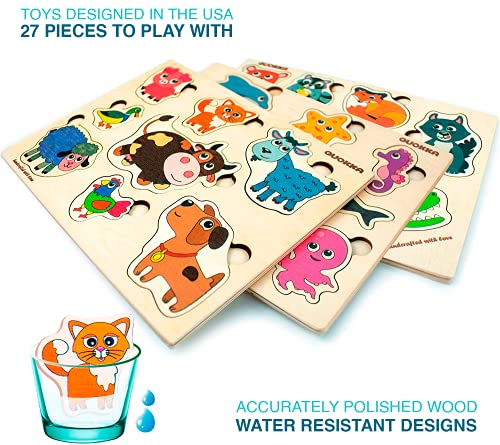 Juguetes Niños 1 2 3 Años - Montessori Juegos Bebe Puzzles de Madera - Regalo Animales Educativos para Niñas y Niños 4 5 - Aplicación Educativa con 42 juegos de rompecabezas como regalo