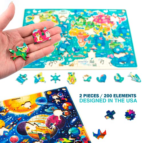 Juguetes Niños 3 4 5 Años - 2 Montessori Juegos Puzzles Infantiles de Madera - Regalo Rompecabezas Animales Educativos para Niñas y Niños 6 7 8