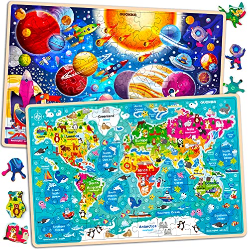 Juguetes Niños 3 4 5 Años - 2 Montessori Juegos Puzzles Infantiles de Madera - Regalo Rompecabezas Animales Educativos para Niñas y Niños 6 7 8
