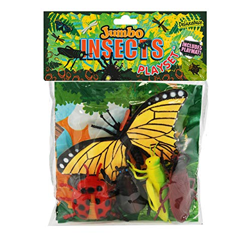 Jumbo Playset - Insectos de Deluxebase. Set de Juego con Figuras de animalitos. Bolsa de Insectos y bichos de Juguete Grandes, Incluye Mariposas y bichos. Set de Insectos de Juguete para niños