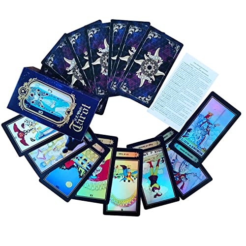 JunD Rider Waite Tarot, Baraja Tarot Clásica de 78 Cartas, Tarot Superfácil, Tarot Deck Cartas Holográficas para Adultos y Niños Tarjeta de Adivinación Divertida