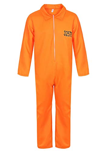 jutrisujo Disfraz Prisionero huido Naranja Hombre Cosplay Halloween Carnaval Adulto s