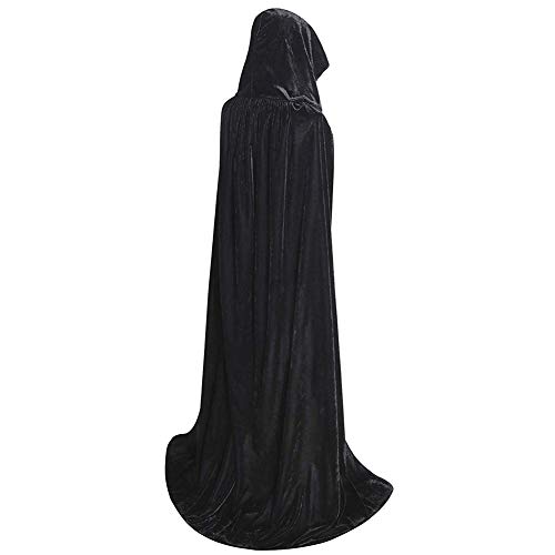JYOHEY Capa larga de terciopelo negro y rojo, con capucha, para Halloween, disfraz de mago de vampiro, disfraz de adulto unisex