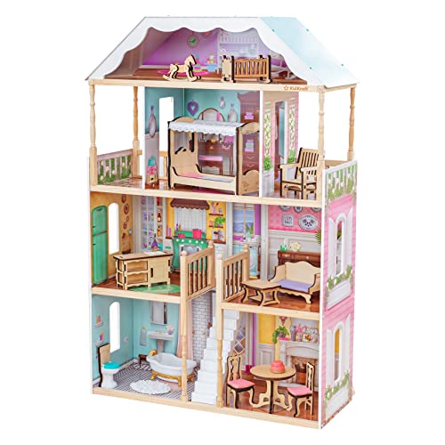 KidKraft 65956 Charlotte Casa de muñecas de Madera - con Muebles y Accesorios incluidos, 4 Pisos, para muñecas de 30 cm