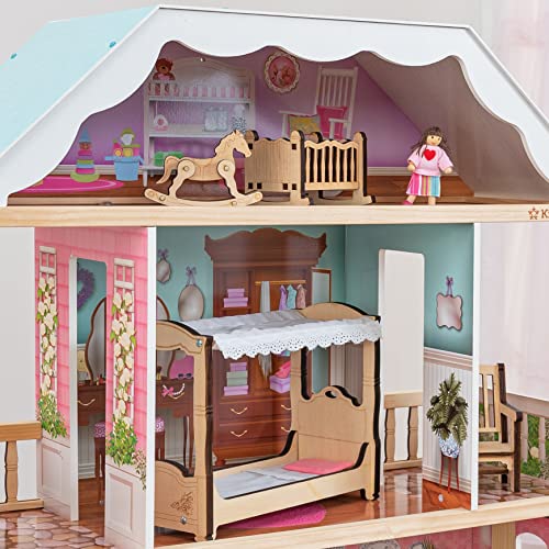 KidKraft 65956 Charlotte Casa de muñecas de Madera - con Muebles y Accesorios incluidos, 4 Pisos, para muñecas de 30 cm