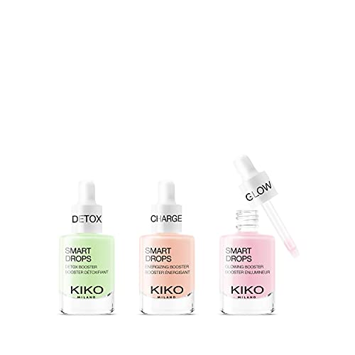 Kiko Milano Smart Drops Booster Set of 3 Facial Charge + Detox + Glow, Efecto Energizante, Detox y Illuminador