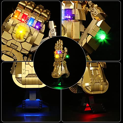 Kit de IluminacióN Led para Lego Guantelete del Infinito(No Incluye Modelos Lego),Decoración Conjunto de Luces para Lego 76191 Marvel Guante de Thanos,Regalo Creativo(Versión de Control Remoto)