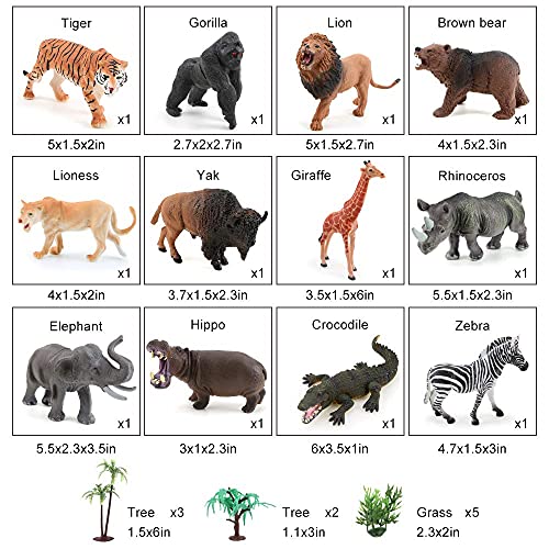 kramow 24 Piezas Juguetes Animales con Tapete Juego,Figuras Animales Juguete Educativo,Juguetes niños 3 años 4 años 5 años
