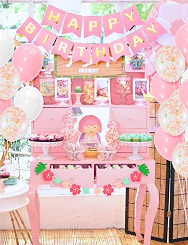 Kreatwow Flor de Cerezo Decoraciones para Fiestas Suministros para la Boda Fiesta de cumpleaños Decoración del hogar Rosa Sakura Banner de Lentejuelas Globos