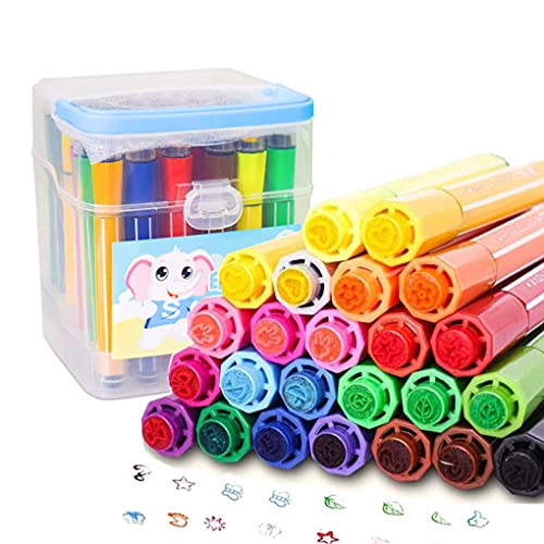 KXF Rotuladores para colorear para niños, 36 colores surtidos, lavable, con caja de almacenamiento para adultos y niños