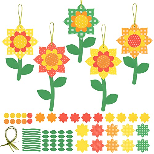 LAMEK 10 Kits de Manualidades de Narcisos para Niños Primavera Decoración Creativas Elaboración de Juego con Piezas de Espuma Mix & Match Decoración Colgante para Invierno Primavera Pascua
