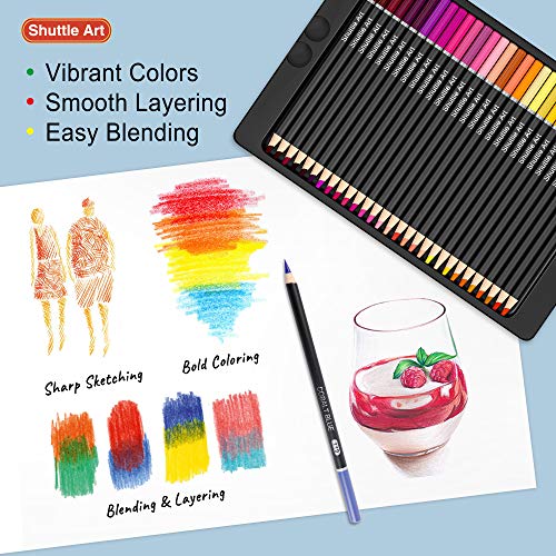 Lápices de colores profesionales de 174 colores, set de lápices para colorear con 1 libro para colorear, 1 bloc de bocetos, 4 sacapuntas, 2 extensor de lápiz, perfecto para artistas niños adultos
